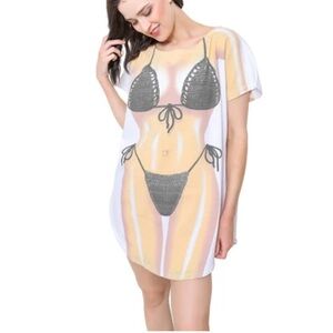 LA Imprints Fantasy Coverup Gray Macrame Bikini Body Coverup Shirt